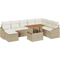 vidaXL Salon de jardin avec coussins 9 pcs Beige et Crème
