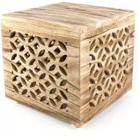 Homestyle4u Table De Chevet Bois Cube Nature