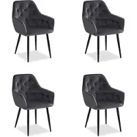 Homestyle4u Chaise Salle à Manger Lot de 4 Velours Gris Design Moderne Chaises de Cuisine Chaises pas Cher Fauteuils Rembourrée