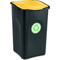 Stefanplast Poubelle 50 litres avec couvercle noire et jaune