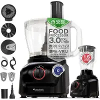 TurboTronic FP900 Robot de cuisine - Robot de cuisine 8 en 1 - 3 litres - Noir