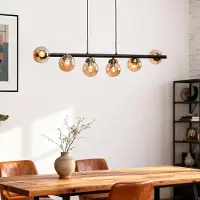 LumenXL Suspension design 6 lumières verre ambré - Guadeloupe