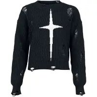 Banned Alternative Pull tricoté Gothic de - Kara Vex Jumper - S - 4XL - pour Femme - noir/blanc - Taille S