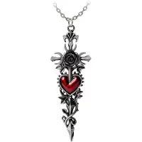Alchemy Gothic Collier Gothic de - Cross of the Dark Kiss - pour Unisexe - argent/rouge - Taille Standard
