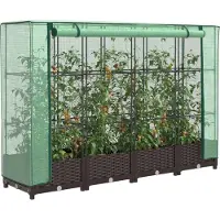 vidaXL Lit surélevé avec serre aspect rotin 160x40x123 cm