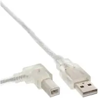 InLine 34516L Câble USB 2.0, A à B plié à gauche, transparent, 0,3m