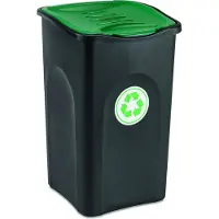 Stefanplast Poubelle noire 50 litres avec couvercle vert
