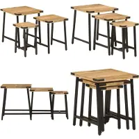 vidaXL Tables basses gigognes 3 pcs bois massif de manguier et fer