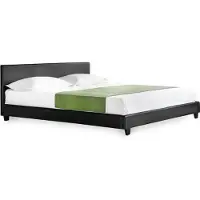 Corium Lit double 'Albacete' Lit rembourré 180x200cm Cadre de lit Lit à lattes noir