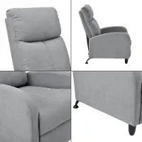 En.casa Fauteuil relax Bregenz Fauteuil relax 102x60x92 cm Fauteuil de télévision Fauteuil avec dossier réglable Fauteuil TV en textile gris clair []