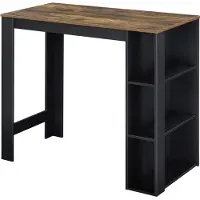 En.casa Table de bar 'Danderyd' comptoir de bar 120 x 60 x 106 cm avec 3 étagères noir/chêne, foncé