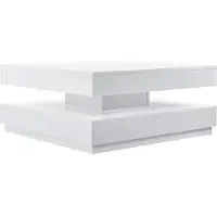 En.casa Table basse « Florence » : table de salon carrée 76 x 76 x 38 cm, plateau pivotant, blanc
