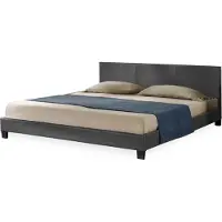 Corium Lit en similicuir 'Albacete' avec matelas similicuir 180x200 cm gris foncé