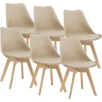 En.casa Chaise de salle à manger 'Fläten' (lot de 6) Chaise rembourrée en similicuir beige