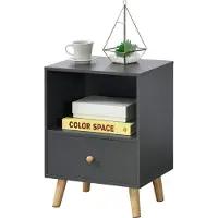 En.casa Table De Chevet Design Commode À Tiroir Meuble Bas De Style Intemporel Table De Nuit Avec Compartiment De Stockage Panneau De Particules Bois Revêtu Par Pvc 54 X 40 X 30 Cm Gris Foncé [En.Casa]