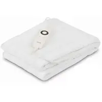 DistinQ Couverture électrique 100 Watts - 150x80 cm - Arrêt automatique - Protection contre la surchauffe - 5 niveaux - Couverture simple blanche