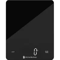 Kitchenbrothers Kitchen scale - Balance de cuisine - Numérique - 1g à 10kg - Piles incluses - Verre/Noir
