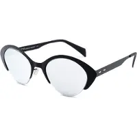 Italia Independent I I MOD METAL 0505, lunettes de soleil noires effet craquelé, modèle pour femmes, dimensions : 51/20/140