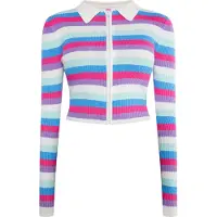 Mymo Cardigan 'Blonda' azur / violet / cyclamen / blanc