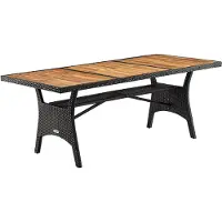 Casaria Table en résine tressée de jardin Takeo noire 190x90x74cm