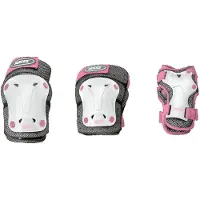 Roces Ensemble de protection 3 pièces pour fille, blanc/gris/rose, taille S
