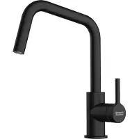 Franke LINA U DOCCIA, Standard, Noir, Laiton, Mitigeur à levier, Autostable, 3,5 cm