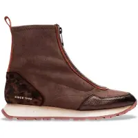 Hispanitas pour femme. HI254354 Baskets en cuir Kansas marron (41), Plat, Fermeture éclair, Casuel