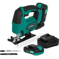 Vonroc Scie sauteuse sans fil 20V | avec 2 batteries 2.0Ah et chargeur rapide