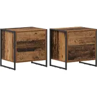vidaXL Table de chevet avec tiroir 2 pcs Bois Ancien 50 x 39,5 x 50 cm