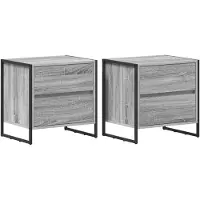 vidaXL Table de chevet avec tiroir 2 pcs Gris Sonoma 50 x 39,5 x 50 cm