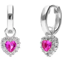 Lucardi Boucles d'oreilles 'Herz' fuchsia / argent
