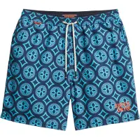 Superdry pour homme. M3010250A Maillot de bain imprimé mosaïque bleu (S), Beachwear, Polister recyclé, Durable