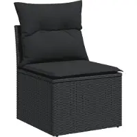 vidaXL Ensemble de salon de jardin 4 pièces avec coussins noir poly rotin