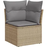 vidaXL Ensemble de salon de jardin 7 pièces avec coussins Beige Poly Rattan