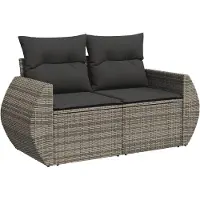 vidaXL Ensemble de salon de jardin 6 pièces avec coussins Gris Poly rotin