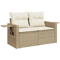 vidaXL Ensemble de salon de jardin 5 pièces avec coussins Beige Poly Rattan