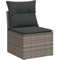 vidaXL Ensemble de salon de jardin 9 pièces avec coussins Gris Poly rotin