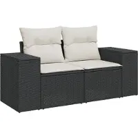 vidaXL Ensemble de salon de jardin 4 pièces avec coussins noir poly rotin