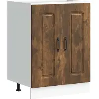 vidaXL Élément bas pour évier Kalmar chêne fumé 60x46x81,5 cm