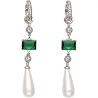Gaya Boucles d'oreilles émeraude / argent / blanc perle