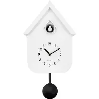 Nextime Horloge murale 21,5 x 41,5 cm avec pendule et sonnerie, blanche, design moderne