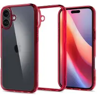 Spigen Ultra Hybrid (Apple iPhone 16), Coque pour téléphone portable, Transparent, Rouge