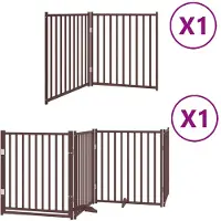 vidaXL Porte pour chien 6 pièces avec porte Pliable Marron 480 cm Bois de peuplier