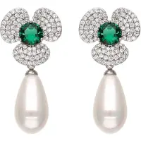 Faina Boucles d'oreilles vert / transparent / blanc perle