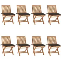 vidaXL Chaises de jardin pliantes avec coussins 8 pcs. Bois massif teck