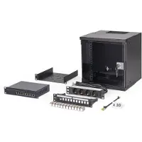 Digitus Kit réseau 10", boîtier mural 6U et accessoires, sw SOHO PRO version (6 HE, Rack 10 pouces), Armoire serveur, Noir