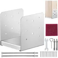 Vevor Support de Poteau Bois 6''x6'' 152x152 mm Base d'Ancrage Poteaux Acier Inoxydable Taille Interne 140x150 mm avec Accessoire pour Rambarde
