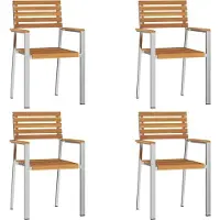 vidaXL Chaise de jardin, lot de 4, en bois d'acacia massif et acier inoxydable
