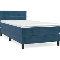 vidaXL Lit boxspring avec matelas bleu foncé 120x190 cm velours