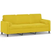 vidaXL Canapé 3 places avec coussins décoratifs jaune 180 cm velours
